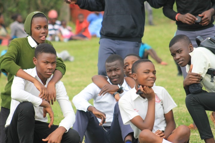 the peer educators pose for a photo after lunch break
